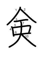 Thứ tự nét chữ 㑒