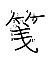 Thứ tự nét chữ 䇳