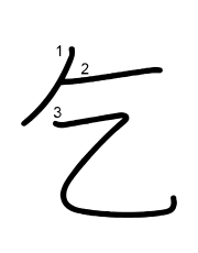 Thứ tự nét chữ 乞