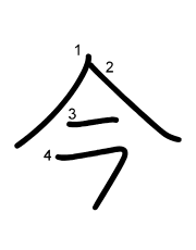 Thứ tự nét chữ 今