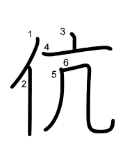 Thứ tự nét chữ 伉