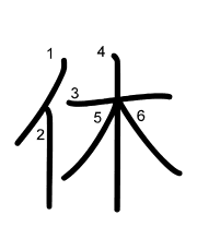 Thứ tự nét chữ 休