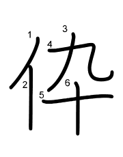 Thứ tự nét chữ 伜