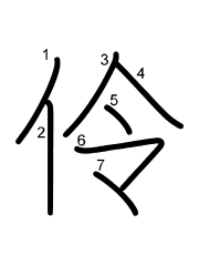 Thứ tự nét chữ 伶
