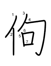Thứ tự nét chữ 佝