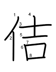 Thứ tự nét chữ 佶