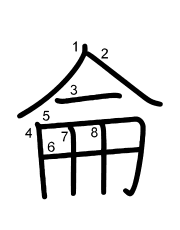 Thứ tự nét chữ 侖