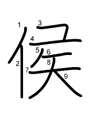 Thứ tự nét chữ 侯