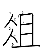Thứ tự nét chữ 俎