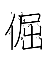 Thứ tự nét chữ 倔