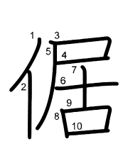 Thứ tự nét chữ 倨