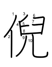 Thứ tự nét chữ 倪