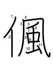 Thứ tự nét chữ 偑