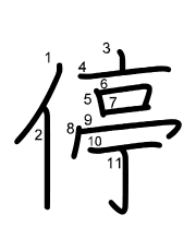 Thứ tự nét chữ 停