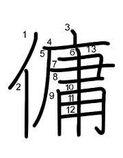 Thứ tự nét chữ 傭