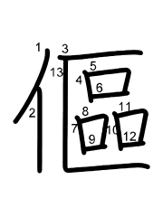 Thứ tự nét chữ 傴