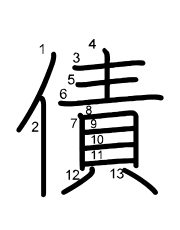 Thứ tự nét chữ 債