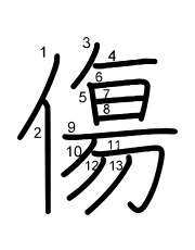 Thứ tự nét chữ 傷