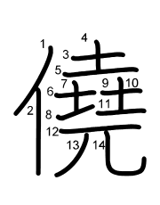 Thứ tự nét chữ 僥