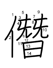 Thứ tự nét chữ 僭