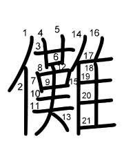 Thứ tự nét chữ 儺
