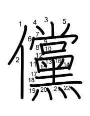 Thứ tự nét chữ 儻