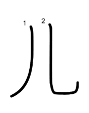 Thứ tự nét chữ 儿