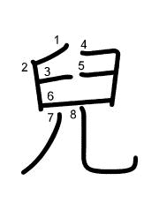 Thứ tự nét chữ 兒