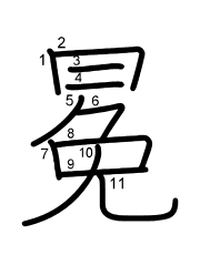 Thứ tự nét chữ 冕