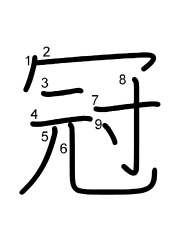 Thứ tự nét chữ 冠