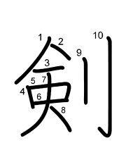 Thứ tự nét chữ 剣
