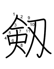 Thứ tự nét chữ 剱
