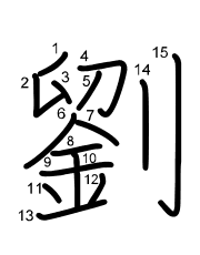 Thứ tự nét chữ 劉