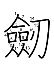 Thứ tự nét chữ 劒
