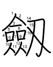 Thứ tự nét chữ 劔