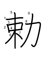 Thứ tự nét chữ 勅