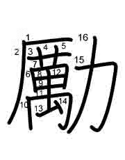 Thứ tự nét chữ 勵