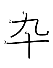Thứ tự nét chữ 卆