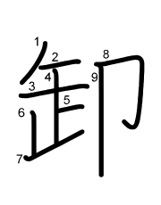 Thứ tự nét chữ 卸