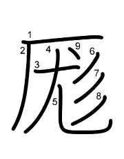 Thứ tự nét chữ 厖