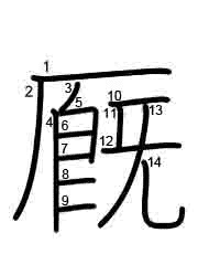 Thứ tự nét chữ 厩