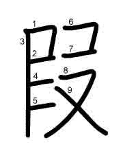 Thứ tự nét chữ 叚