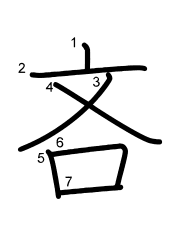 Thứ tự nét chữ 吝