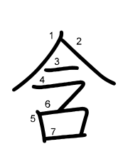 Thứ tự nét chữ 含