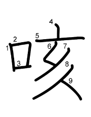 Thứ tự nét chữ 咳