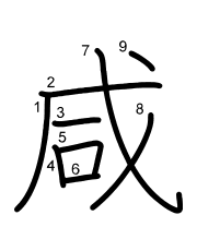 Thứ tự nét chữ 咸