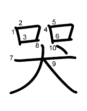 Thứ tự nét chữ 哭