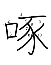 Thứ tự nét chữ 啄