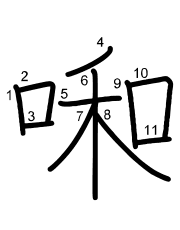 Thứ tự nét chữ 啝