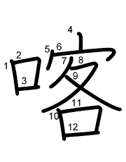 Thứ tự nét chữ 喀